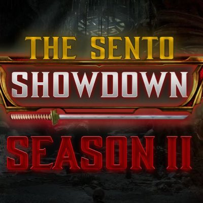 Gold lettering with Crimson lining on a stony backdrop: “The Sento Showdown: Season 2.“ A samurai sword rests horizontally beneath the words.