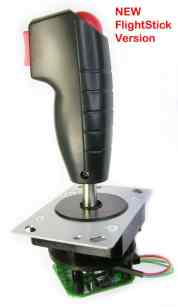 A flightstick topper with a red ball top on the top and a red button on the inside.