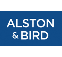 Blue Box with Alston & Bird in White.