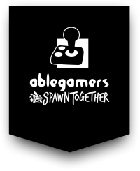 SpawnTogether logo 24 The AbleGamers logo with SpawnTogether in a handwritten font below