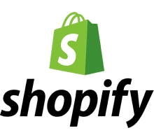 Shopify Logo - A green Shoping Bag with an S and Shopify in black.